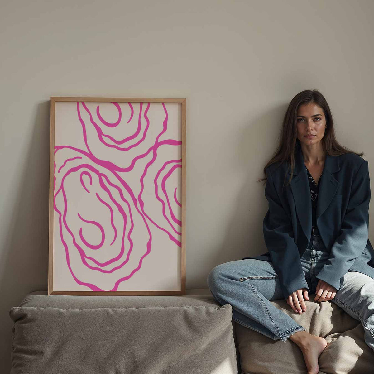 Moderne Pastel Oyster Print – staande keuken wanddecoratie van WallArtistic