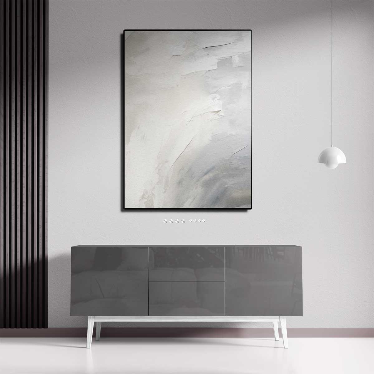 Sereniteit in Wit en Grijs – dibond kunstwerk als wanddecoratie