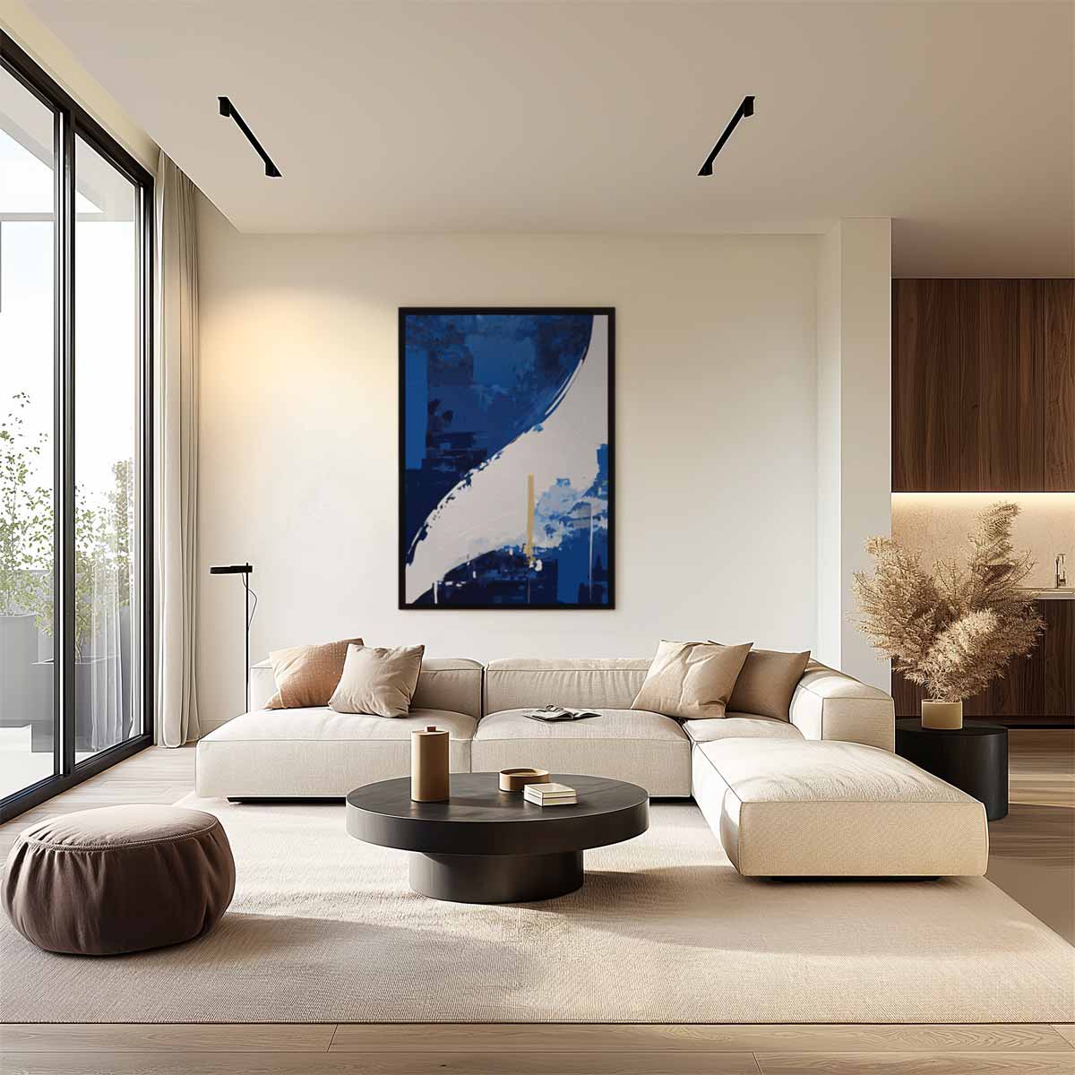Expressieve Blauwe Abstractie – modern portret kunstwerk van WallArtistic