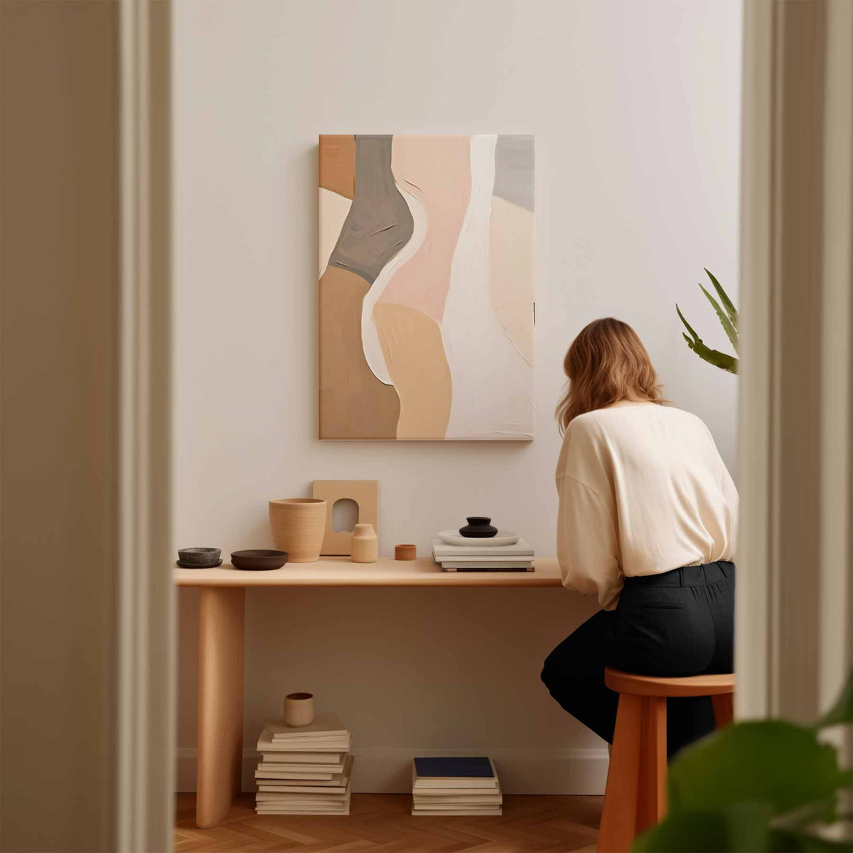 Abstracte Vormen in Zachte Tinten – portret kunstwerk als wanddecoratie, afbeelding 17