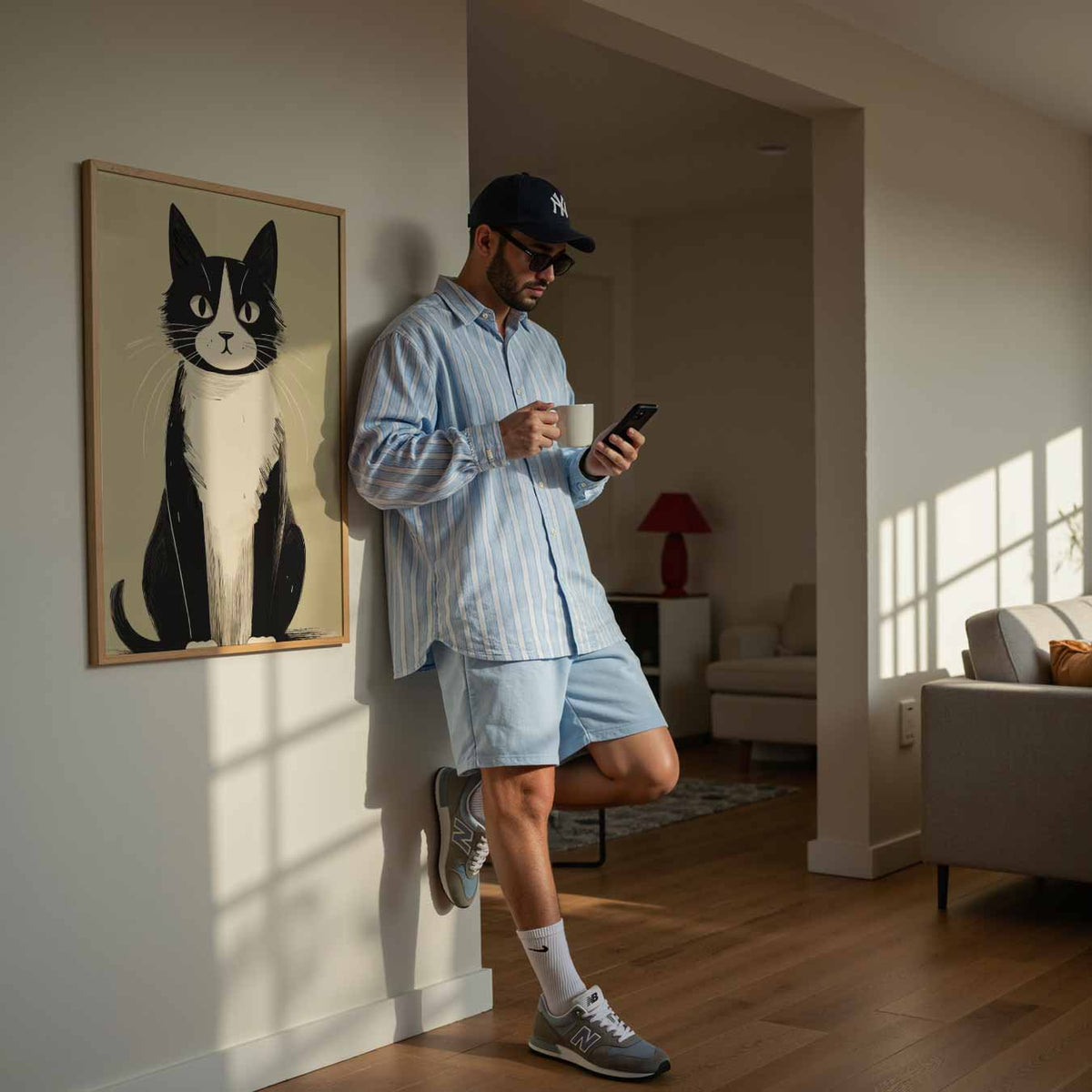 Schattige Kat Kunstposter – dierenillustratie als portret poster