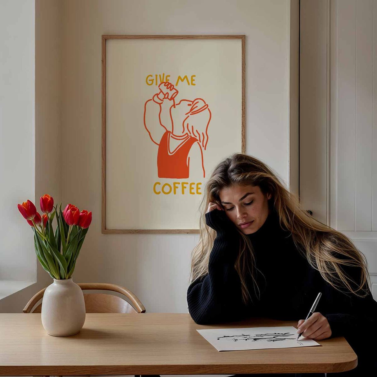 Cafeïne Vibes – staande muurposter met zomerse uitstraling