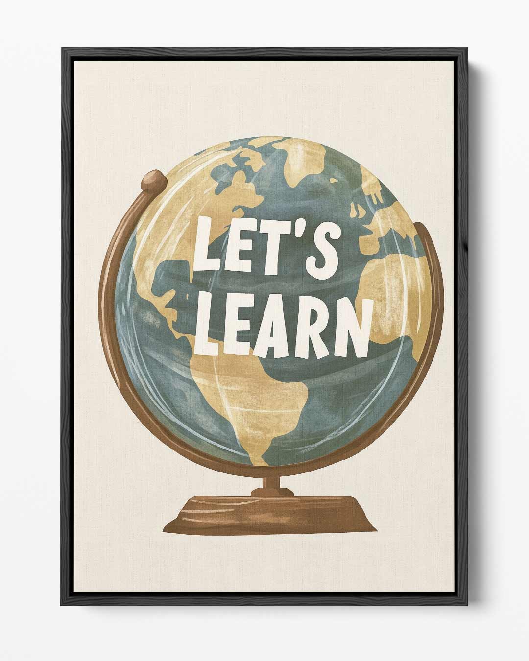 Wereldbol "Let's Learn – portret kunstwerk als wanddecoratie