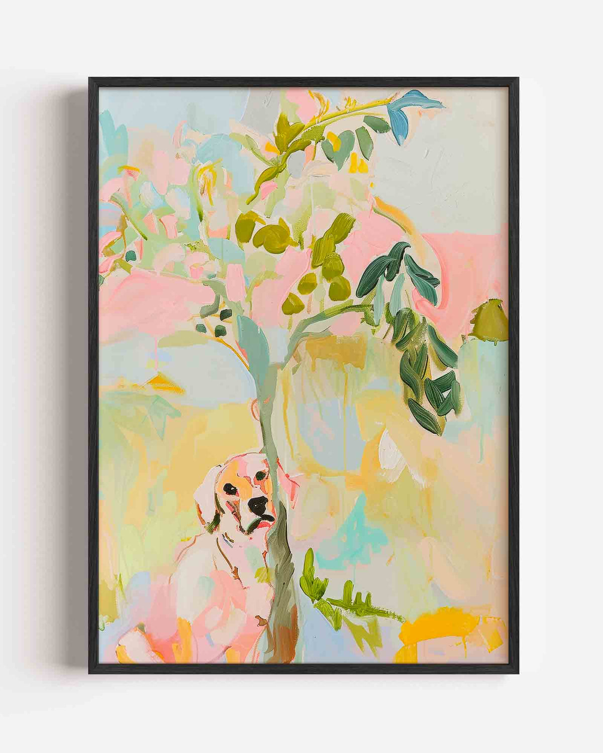 Hond en boom – Kunst & Design poster als staande wanddecoratie