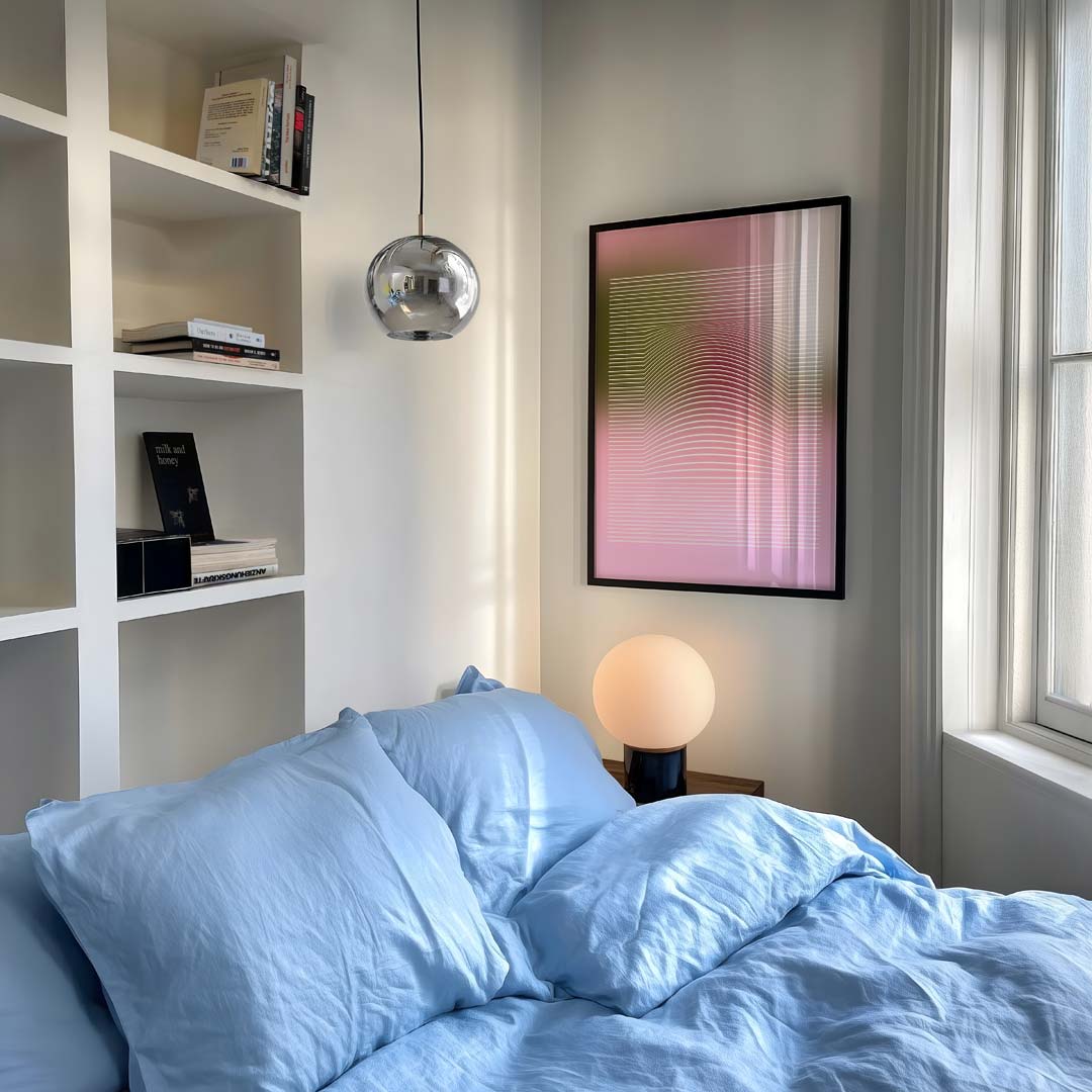 Retro Linie Illusie – staande kleurrijke abstracte wanddecoratie van WallArtistic