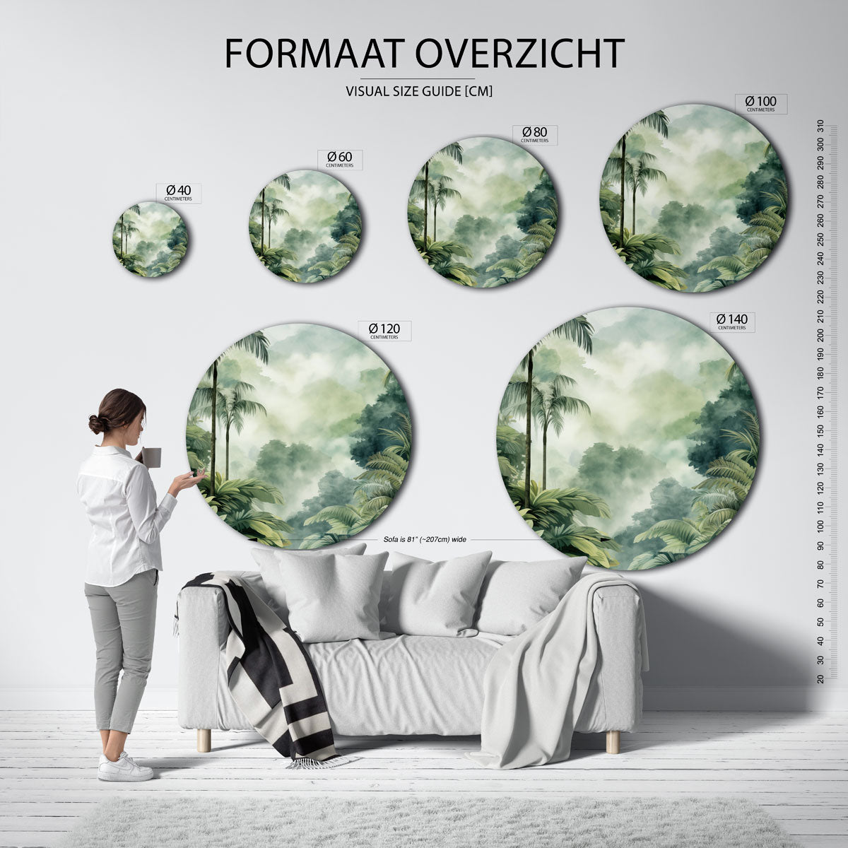 Tropische bladeren – portret wandkunst als muurcirkel van WallArtistic