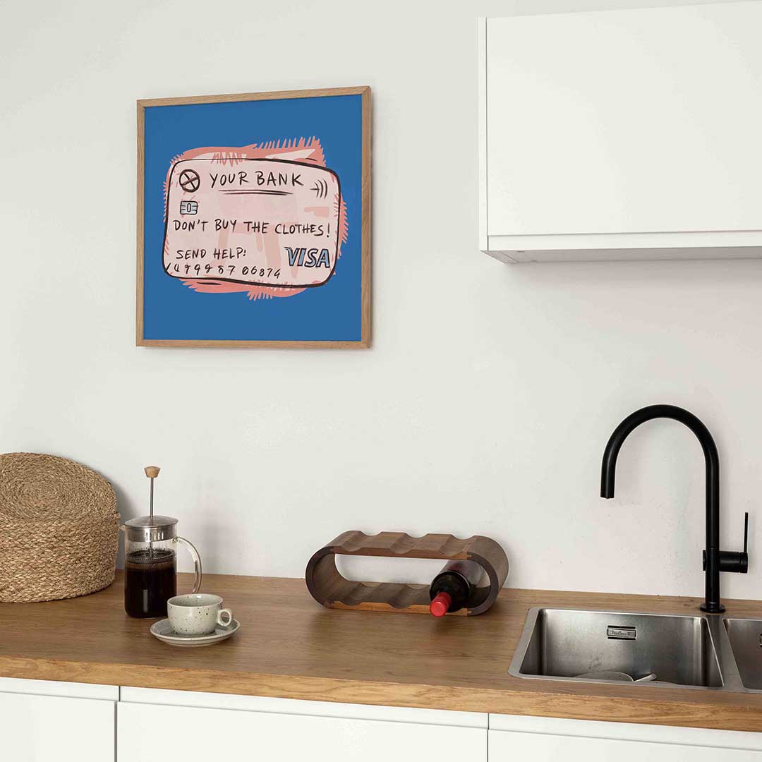 Creditcard illustratie – kleurrijke Pop Art poster in vierkant formaat