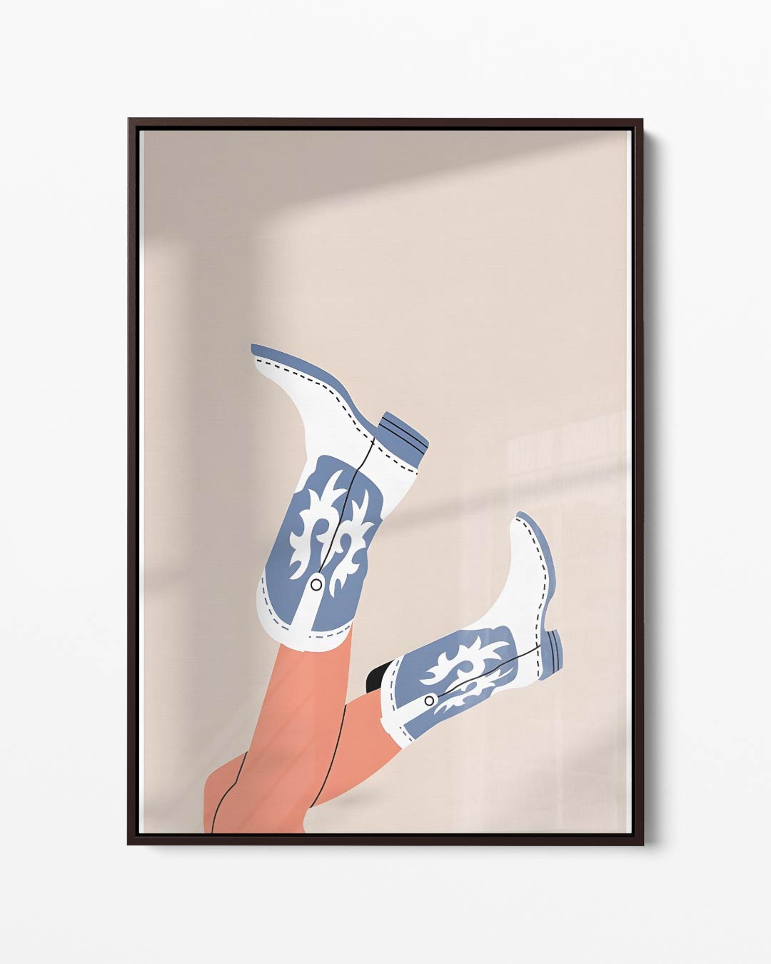 Speelse Cowboylaarzen Illustratie – portret kunstwerk als wanddecoratie