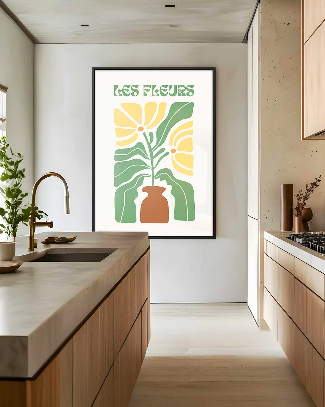 Bloemen in Vaas kunstposter – plexiglas wanddecoratie in portret formaat