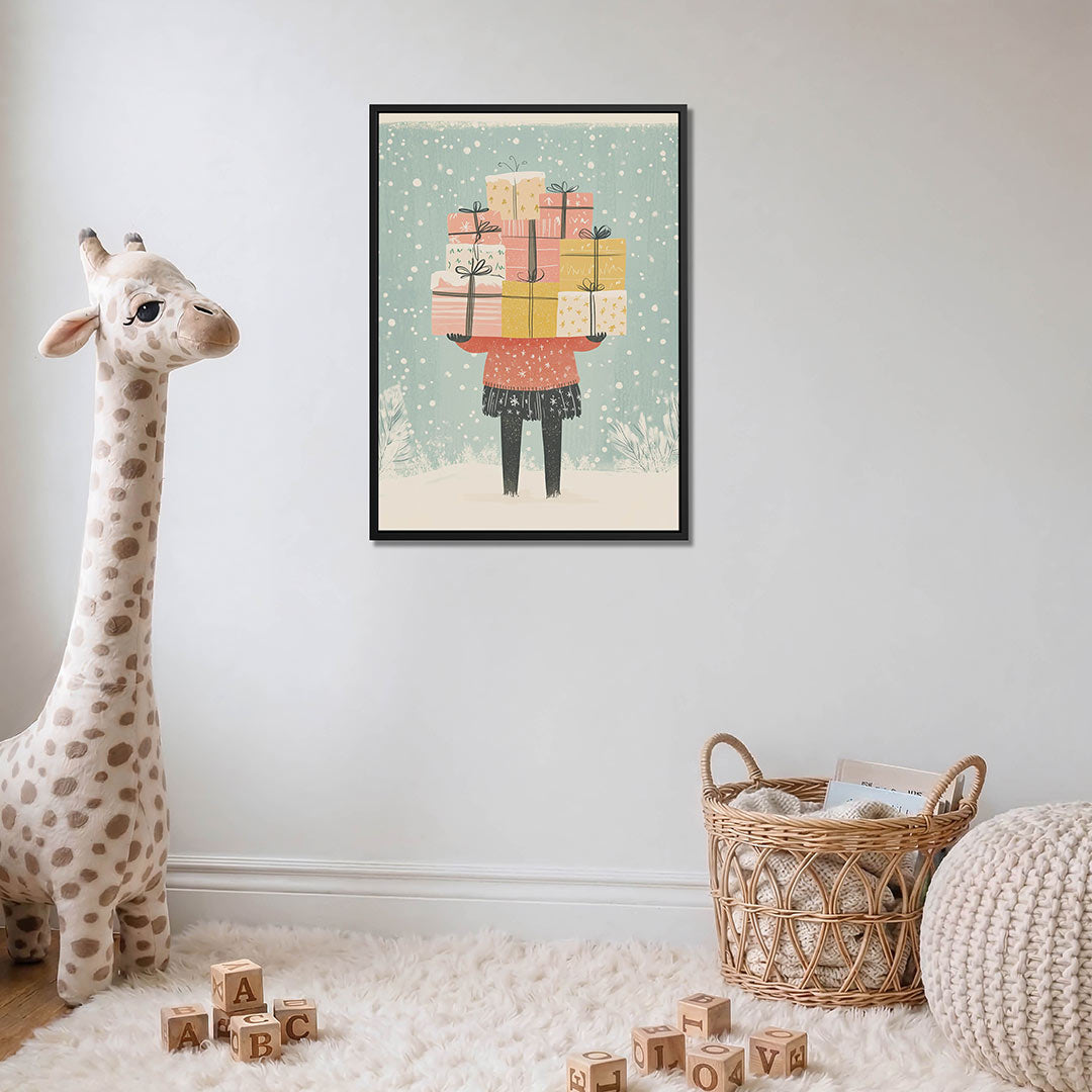 Vrolijke cadeau illustratie – moderne staande wandkunst