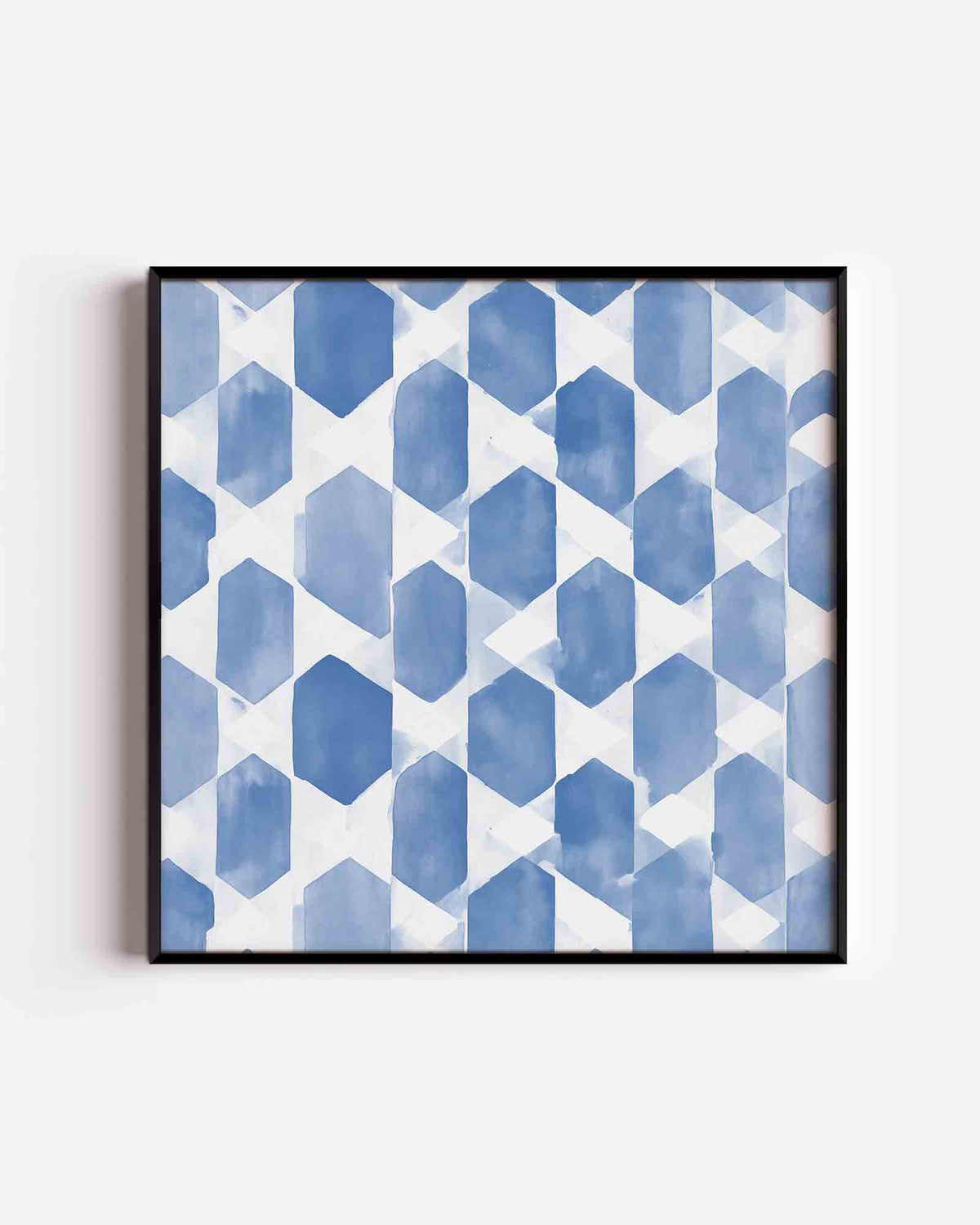 Blauwe geometrische vormen – vierkante poster met kleur en vormen als wanddecoratie