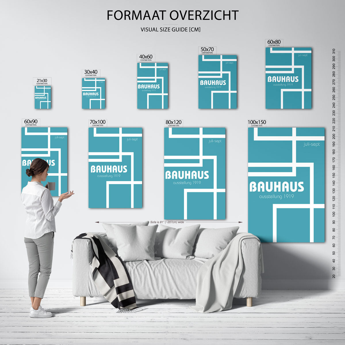 Lijnen en vlakken – geometrische poster in Bauhaus-stijl van WallArtistic