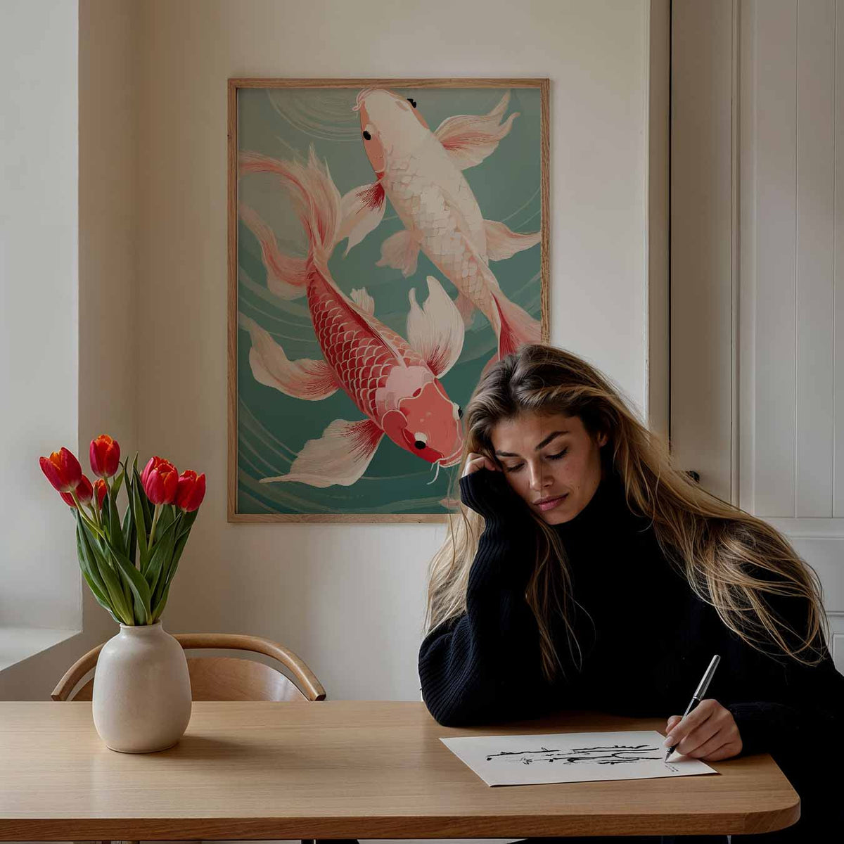 Sierlijke Koi Karper – Popart poster als moderne urban wanddecoratie