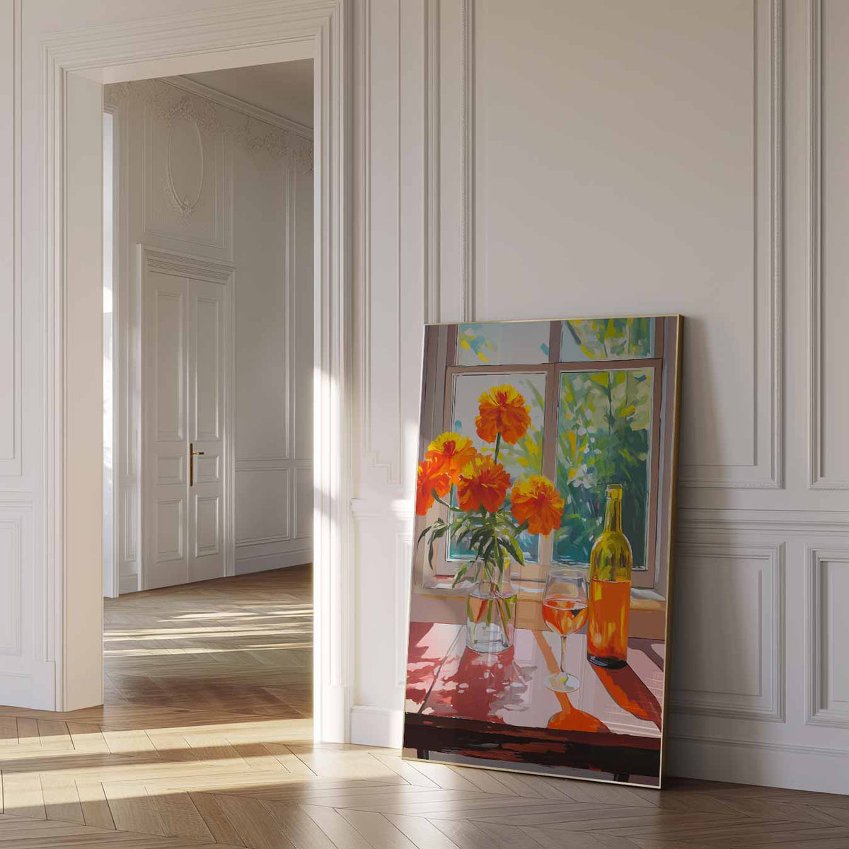Zomerse Bloemen en Wijn – zomer poster als frisse staande wanddecoratie