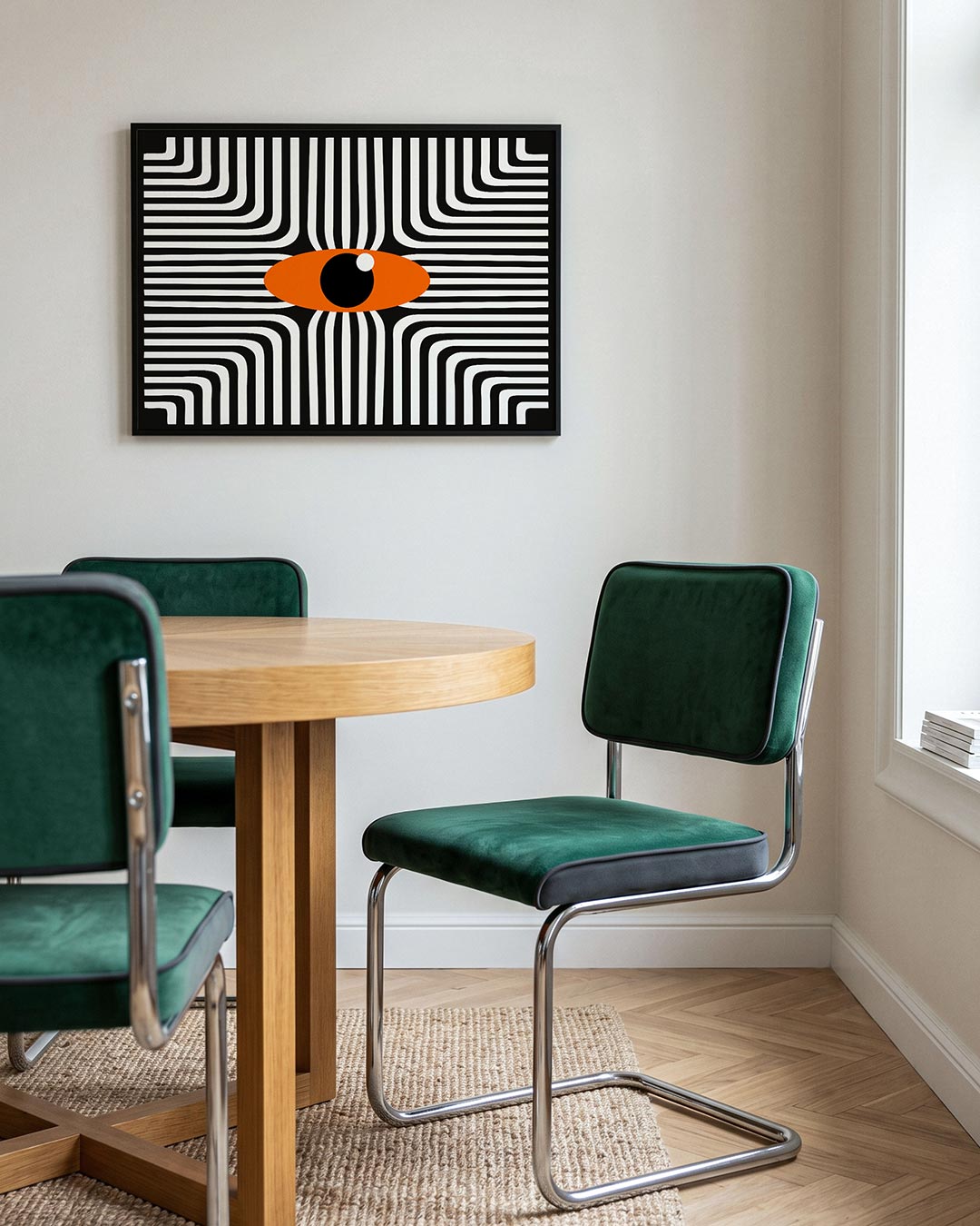 Lijnen en oog – liggende Bauhaus poster voor aan de muur