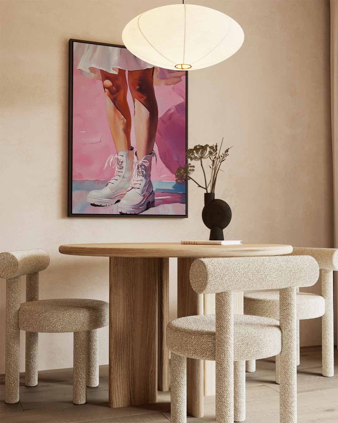 Stijlvolle Stoere Schoenen – kunstwerk met zwarte baklijst