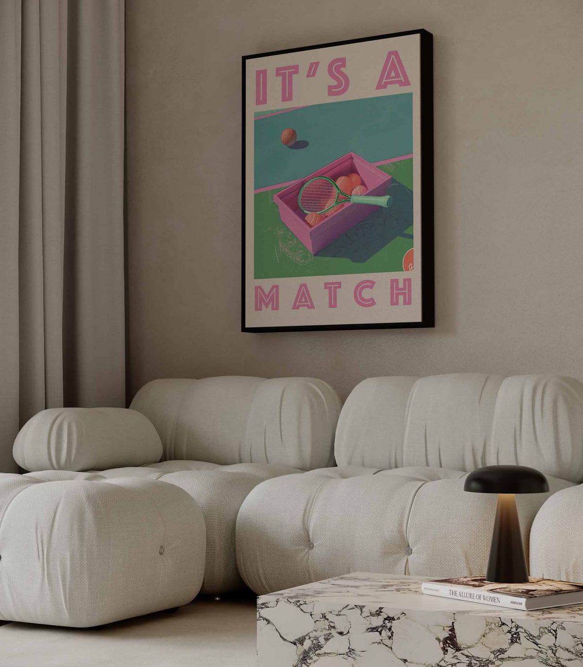It's a Match - Retro Tennis – canvas kunstwerk als wanddecoratie