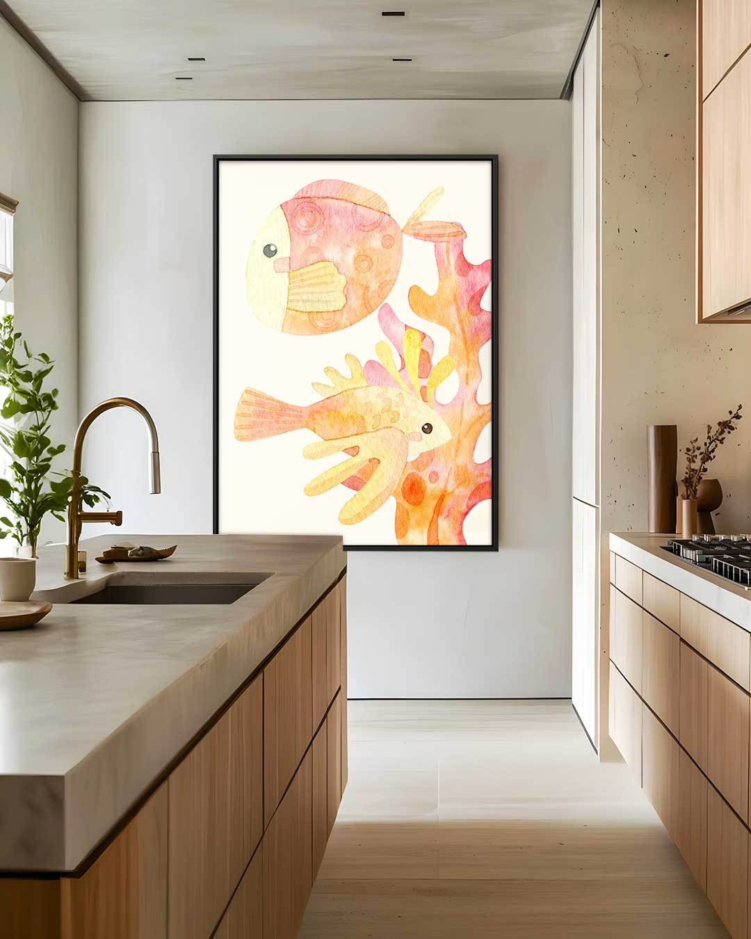 Kleurrijke Onderwaterwereld – staand kunstwerk voor modern interieur