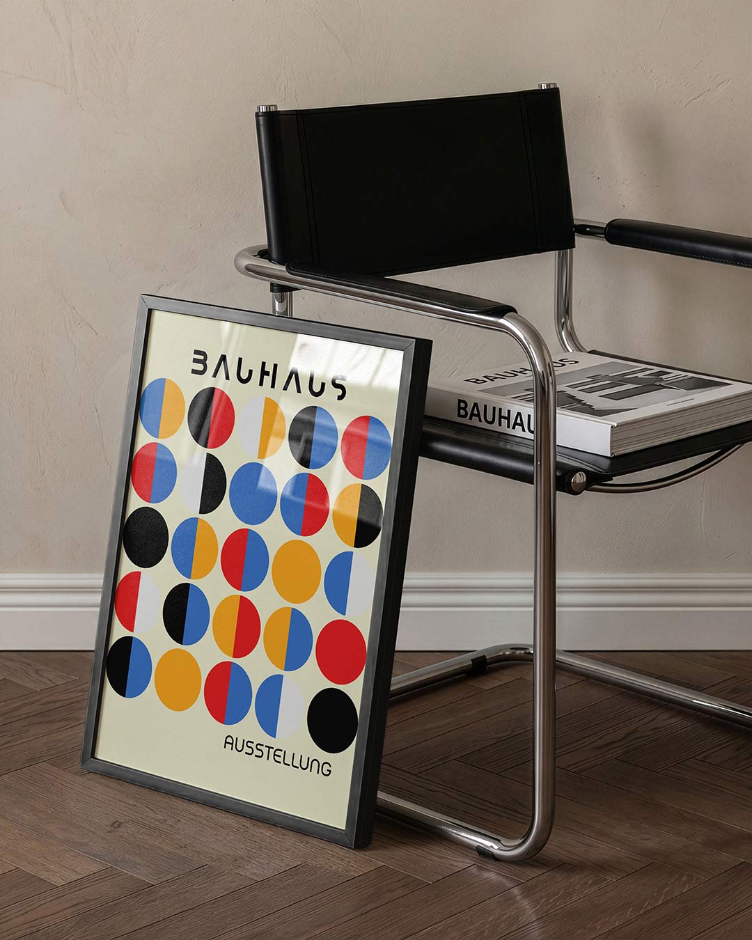 Cirkelpatroon en kleur – staande Bauhaus poster voor aan de muur