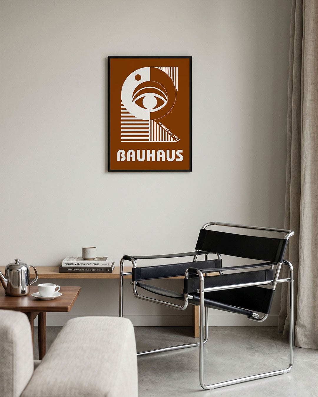 Oog en lijnen – geometrische Bauhaus poster in staand formaat