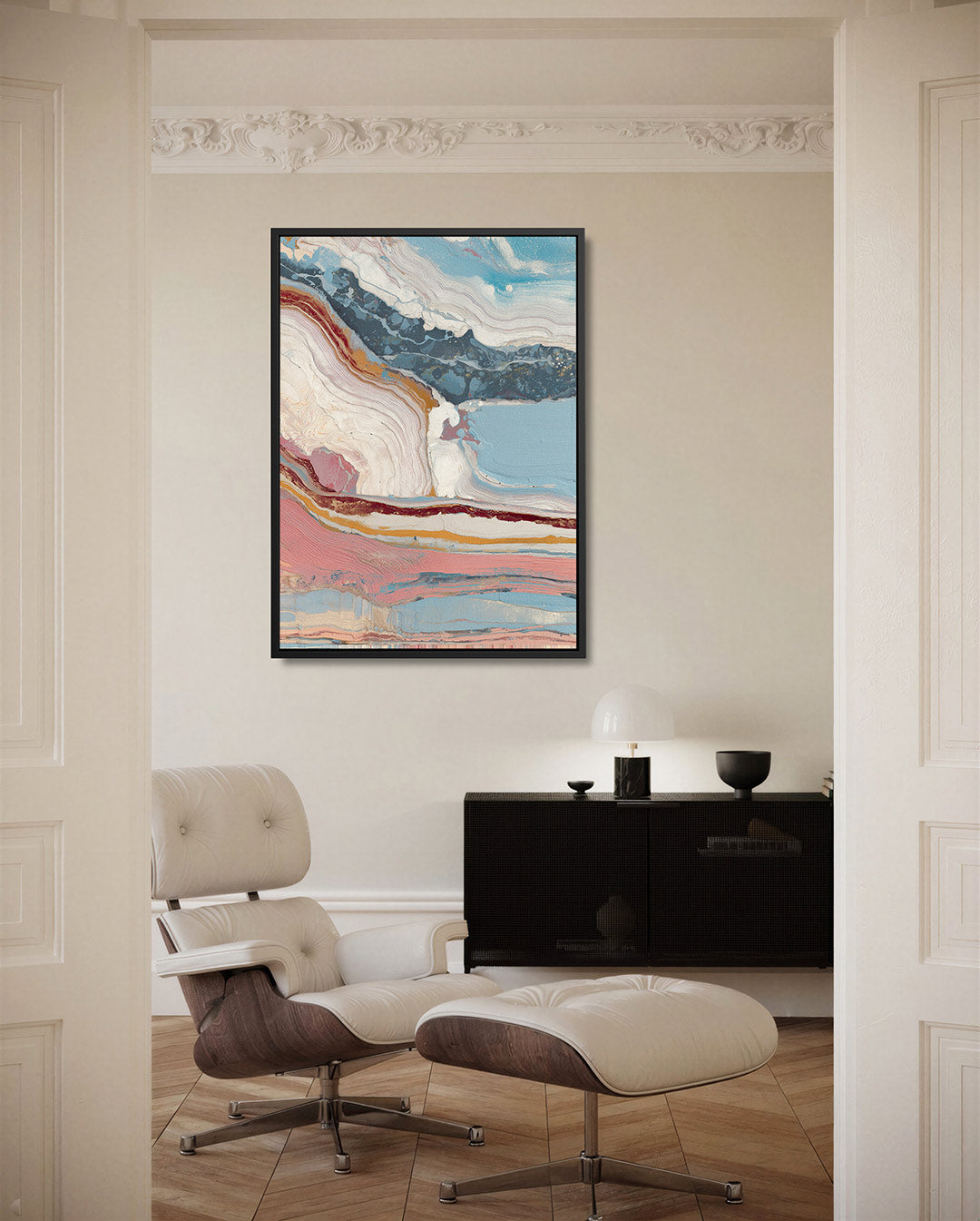 Golvende kleurencompositie – staand wanddecoratie kunstwerk