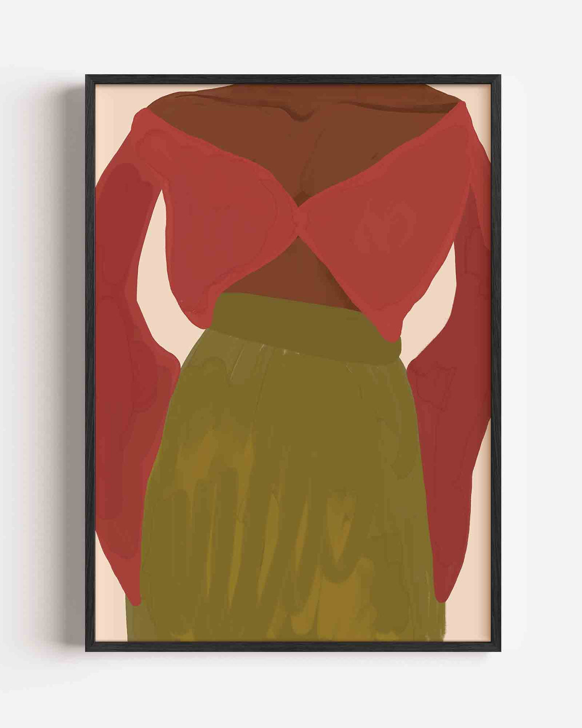 Figuur met rode top – hedendaagse illustratie portret poster als wanddecoratie
