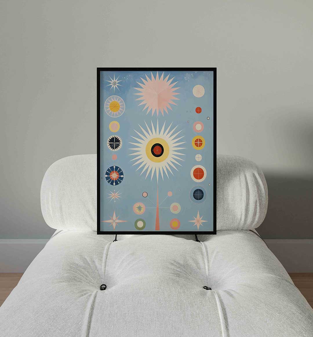 Sterren en cirkels – staande surrealistische wanddecoratie van WallArtistic