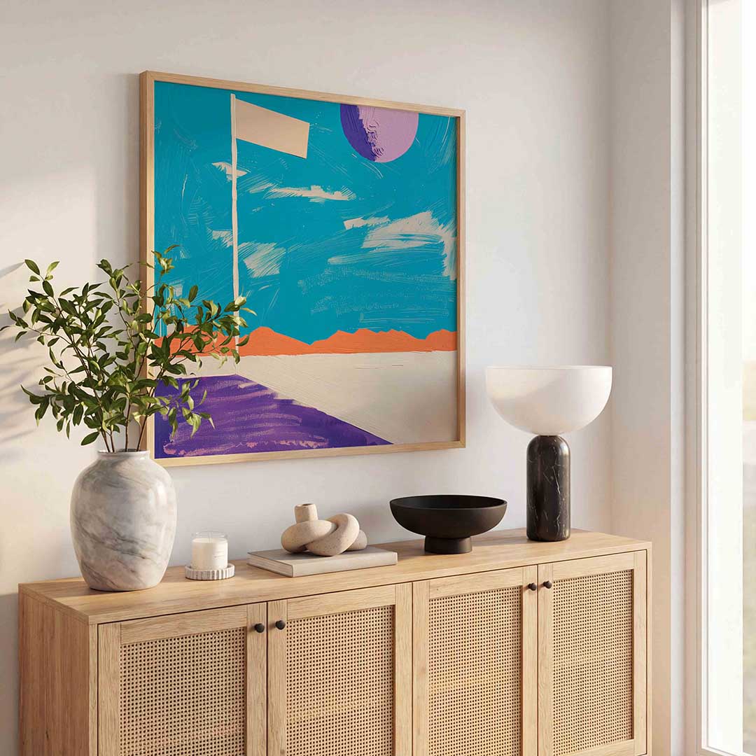 Vlag en landschap – kunst en design poster in vierkant formaat