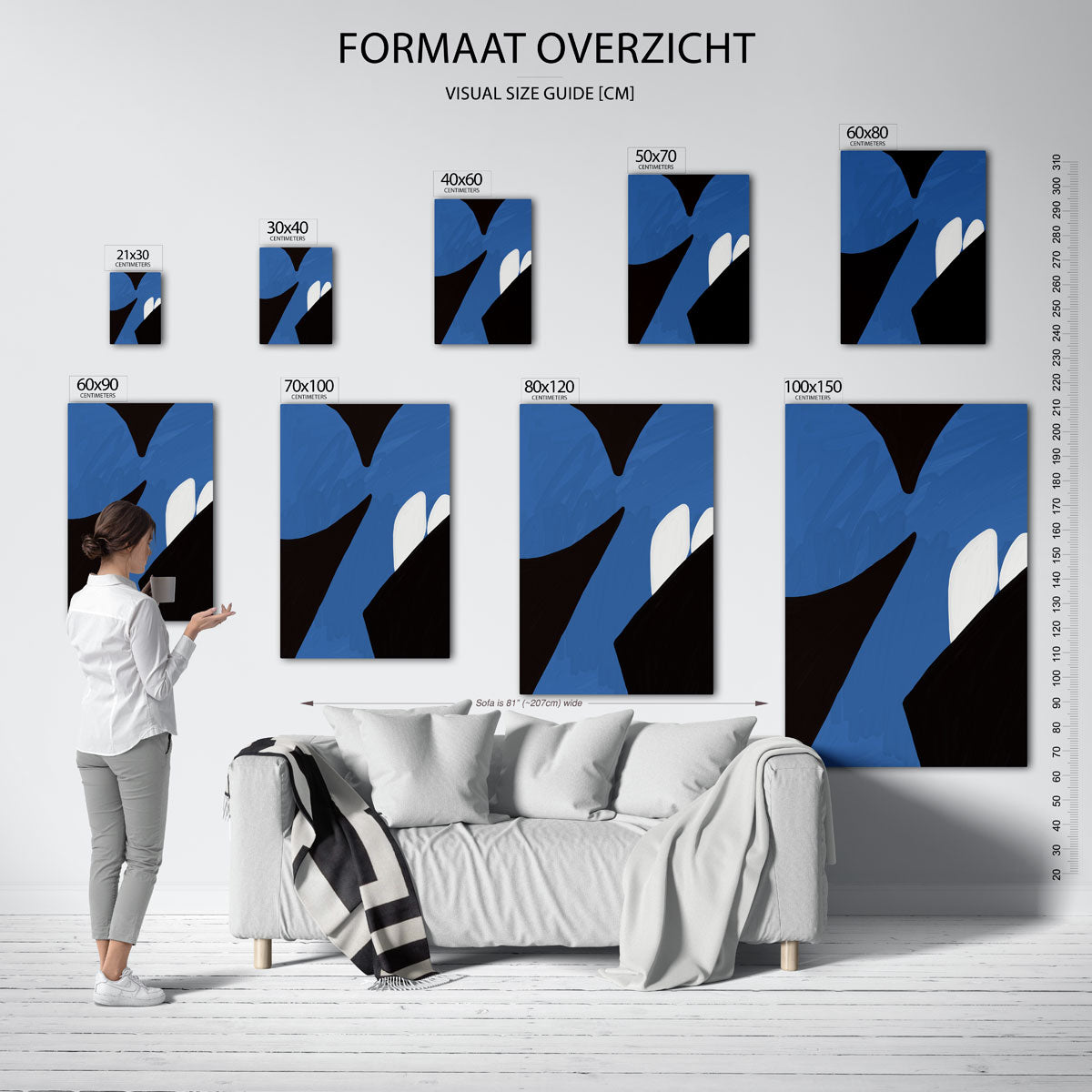 Abstracte vormen – staande muurposter met hedendaagse illustratie