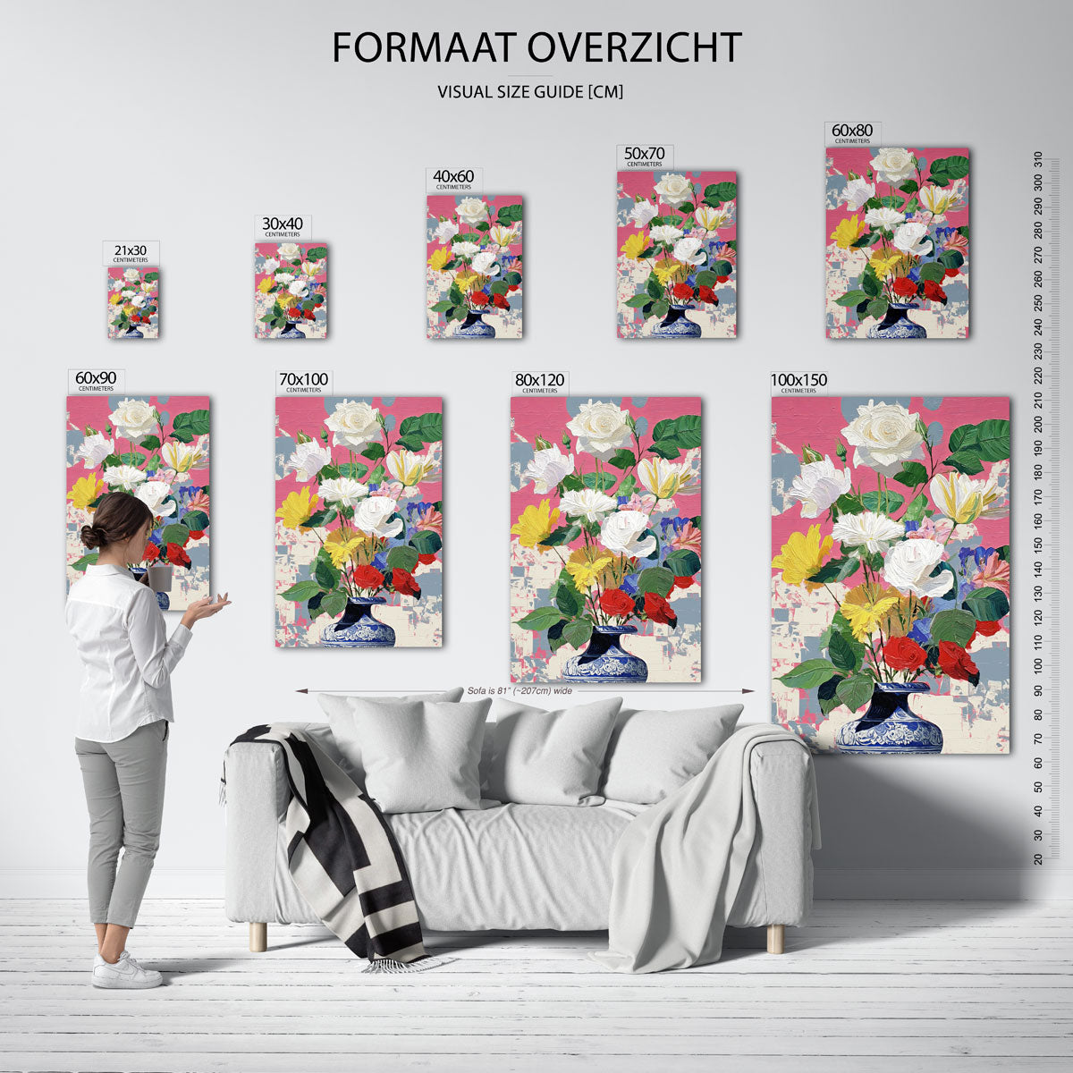 Bloemen in vaas – staande muurposter met sfeervolle illustratie