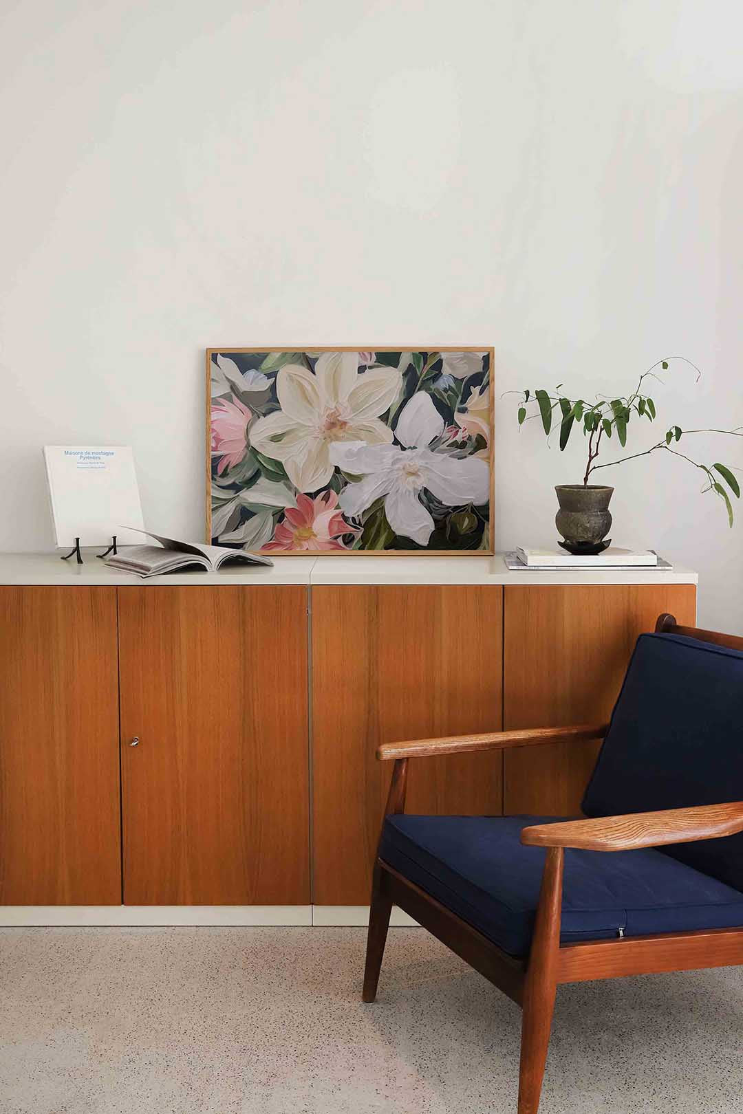 Bloemenpracht – liggende bloemen wanddecoratie van WallArtistic