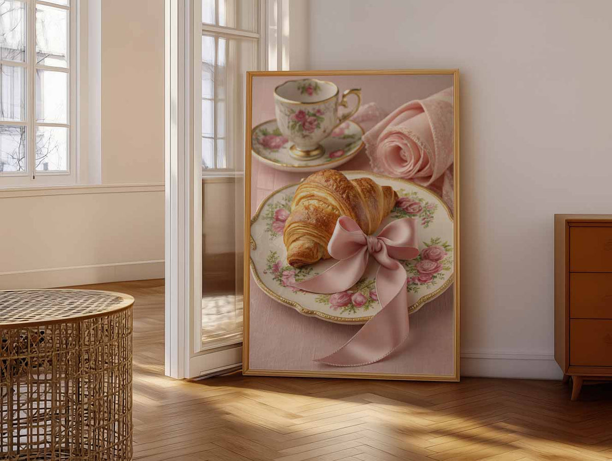 Elegante Rozen Ontbijtposter – vrolijke paasillustratie als portret poster
