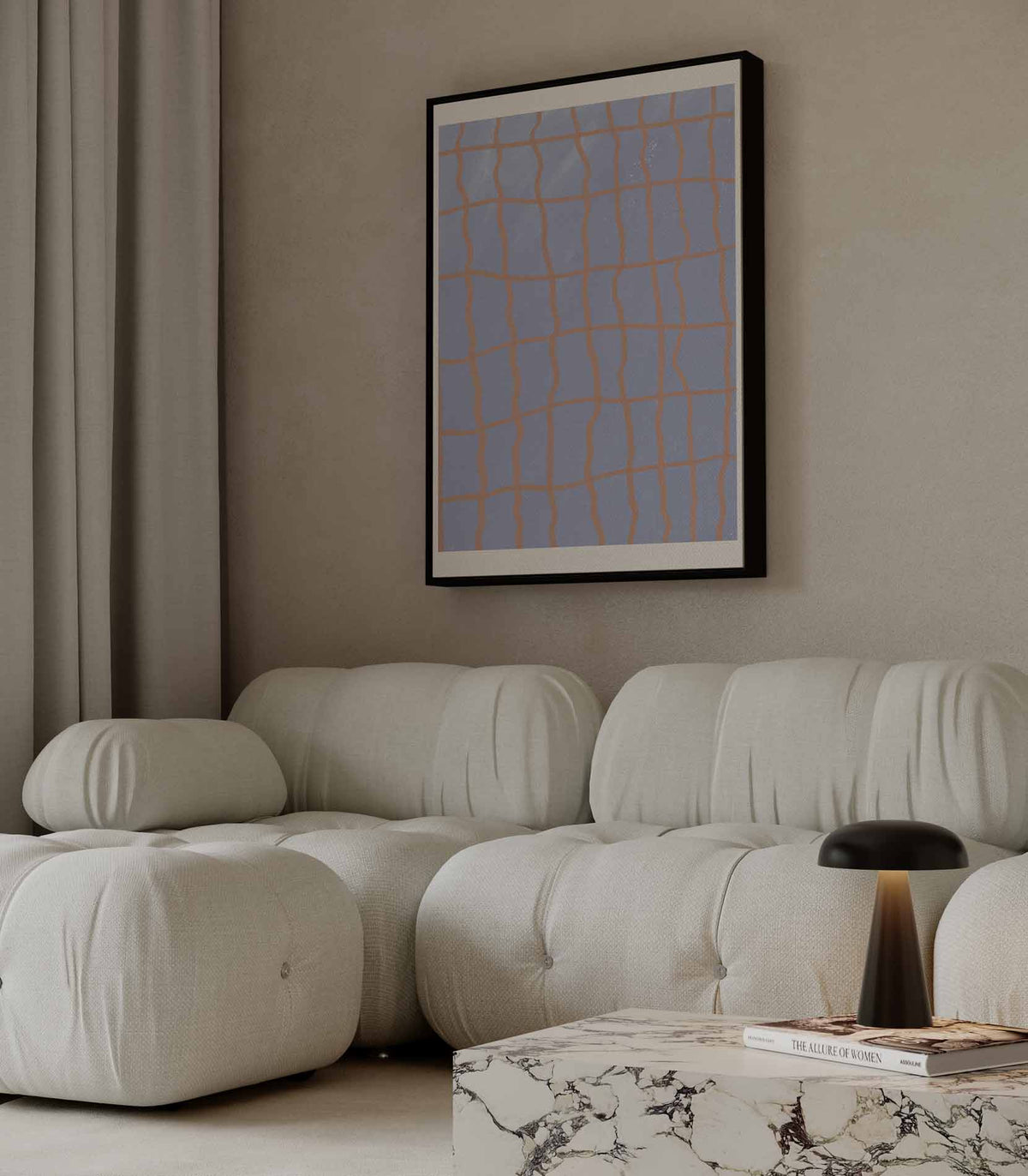 Speels Blauwe Abstractie – plexiglas wanddecoratie in portret formaat