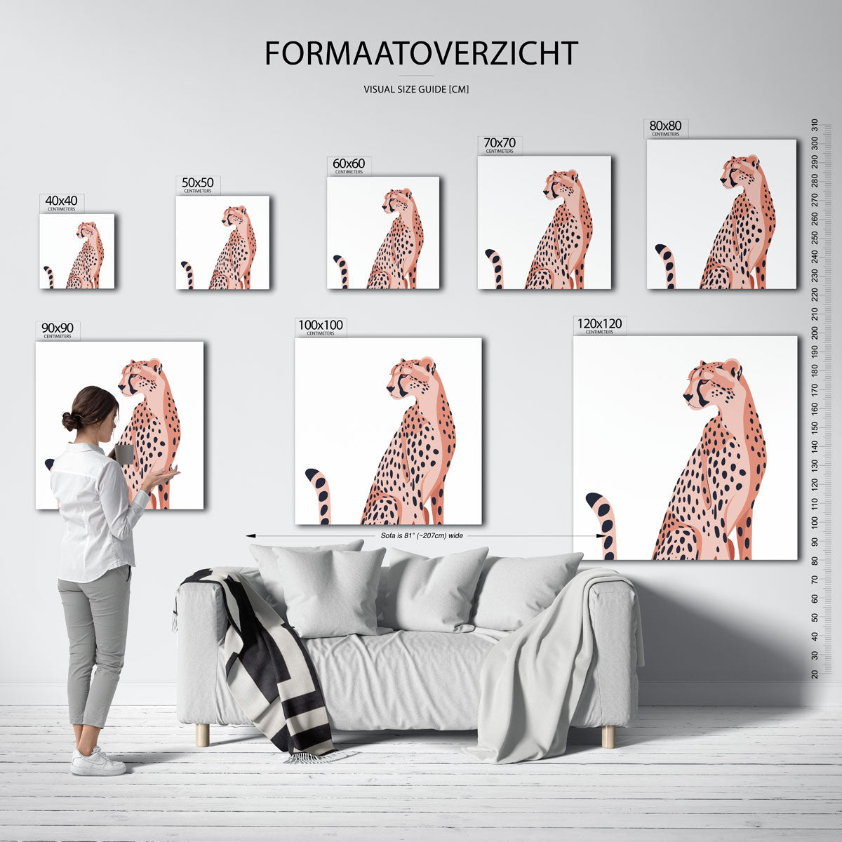 Cheetah – vierkante muurposter voor de kinderkamer