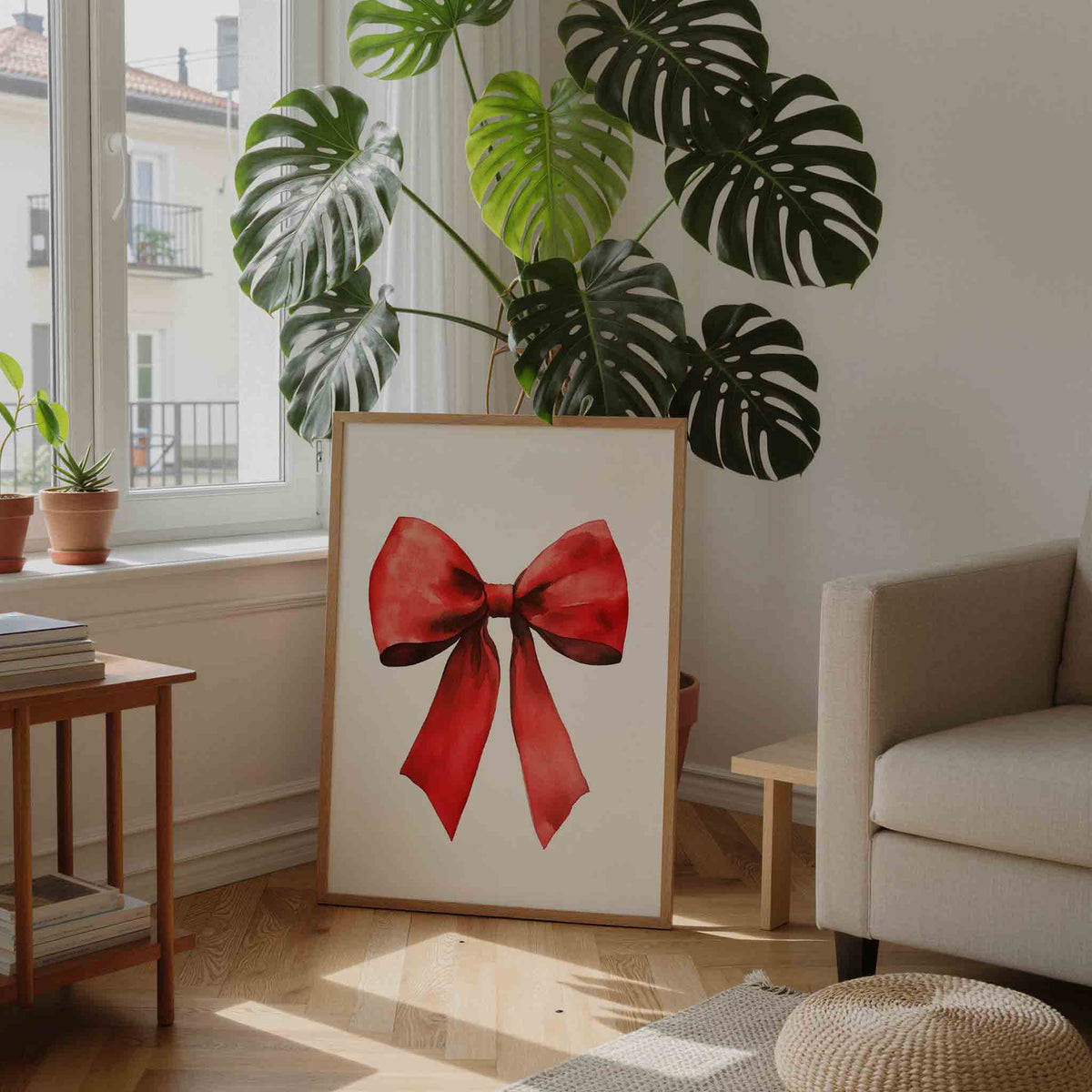 Rode strik – feestelijke wandkunst als portret poster