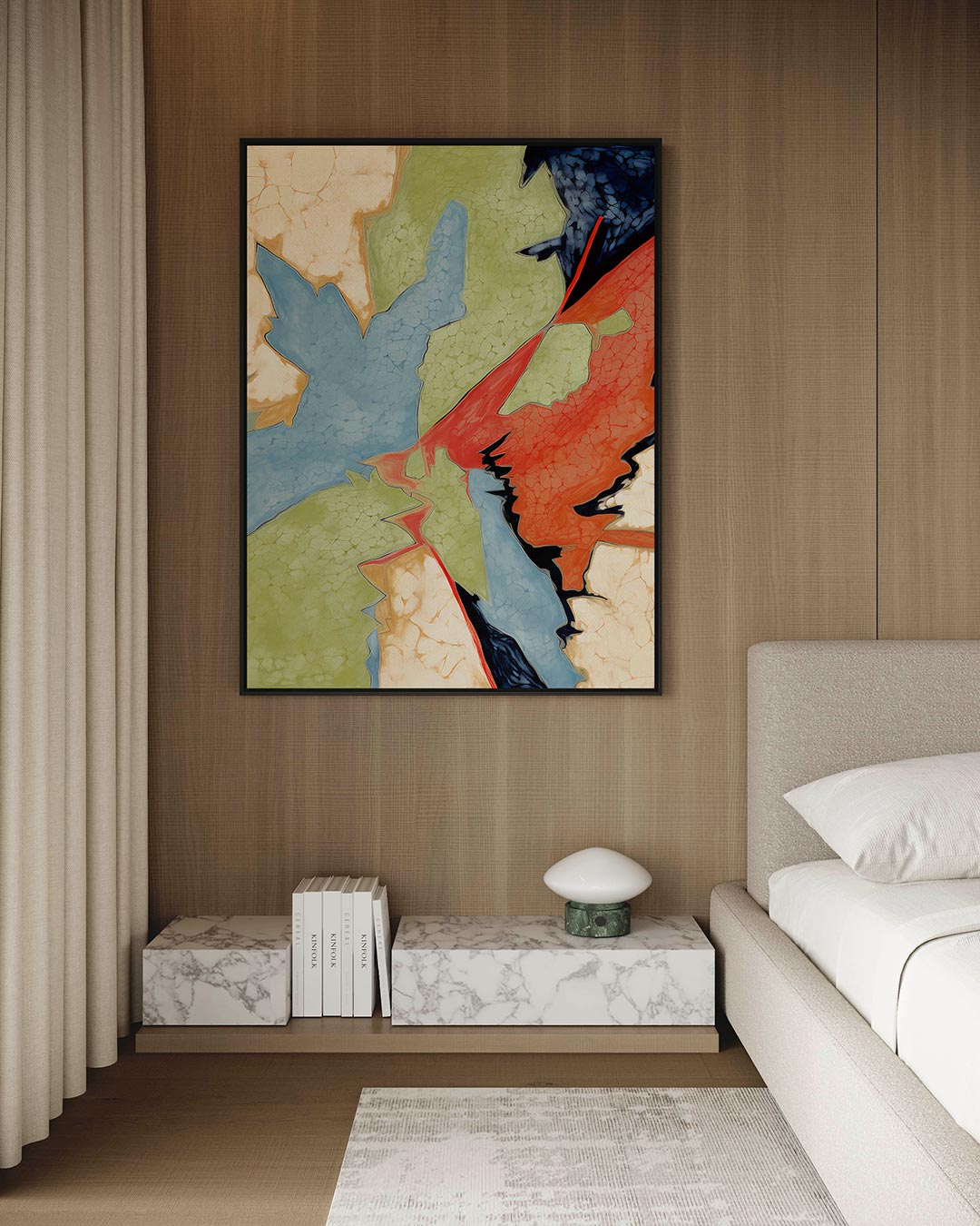 Dynamische kleurencompositie – staand wanddecoratie kunstwerk