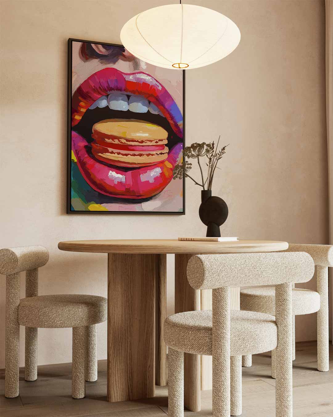 Kleurrijke Macaron Smaakexplosie – canvas wanddecoratie in portret formaat