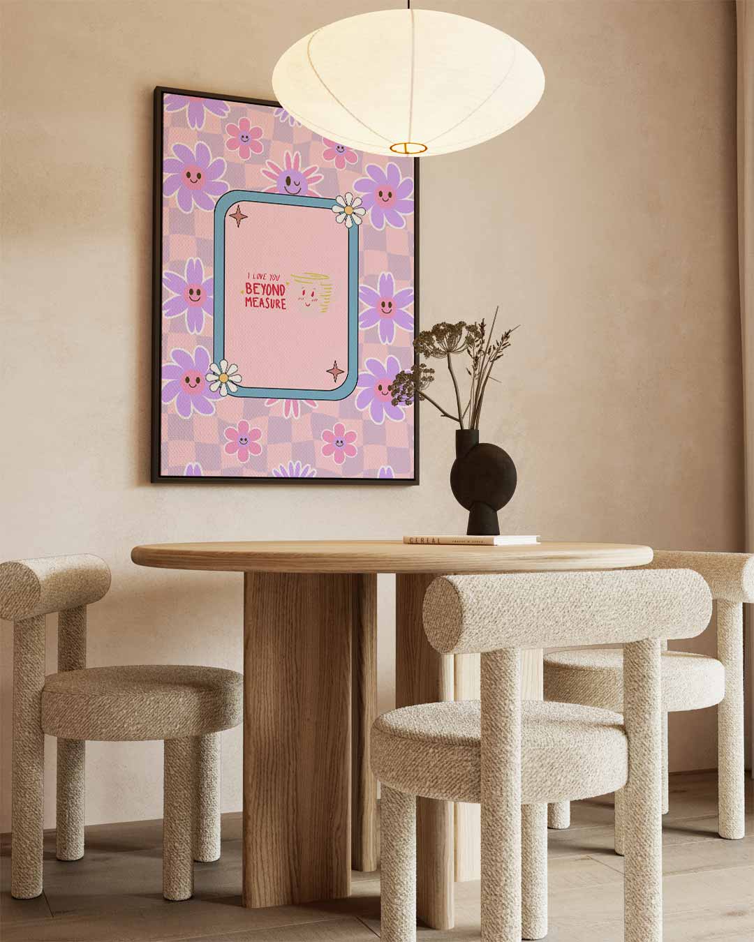Bloemenkaart "Beyond Measure – kunstwerk met zwarte baklijst