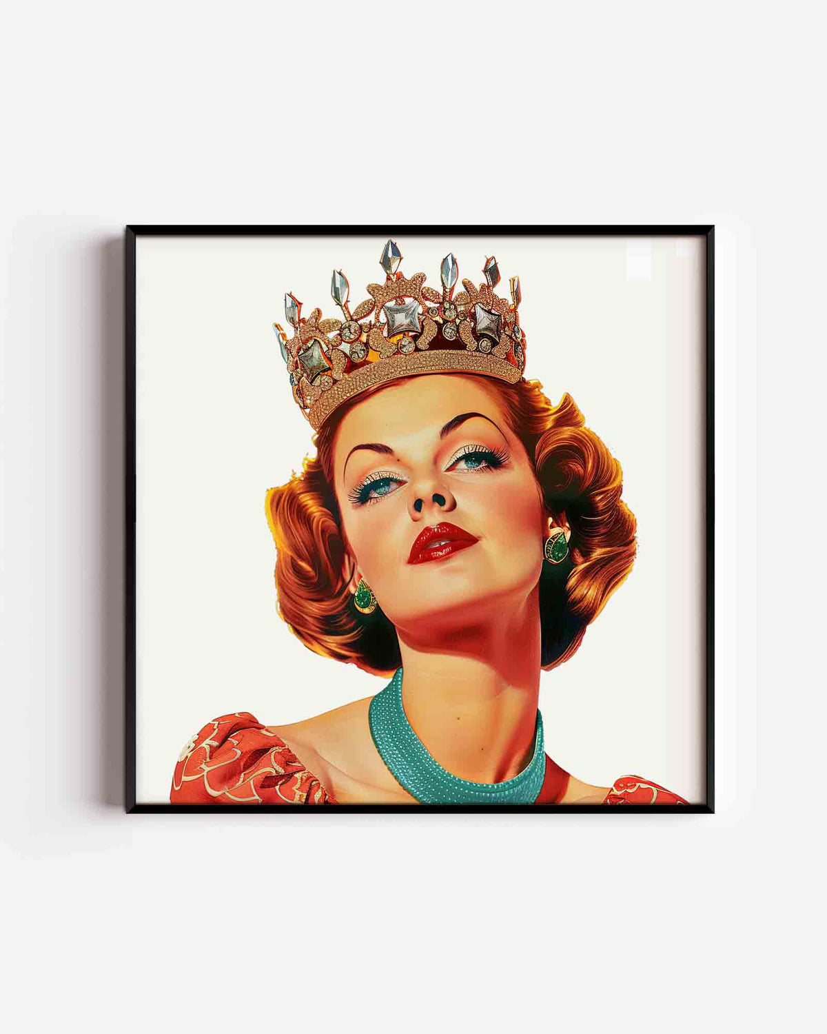 Vrouw met kroon – Pop Art vierkante poster als wanddecoratie