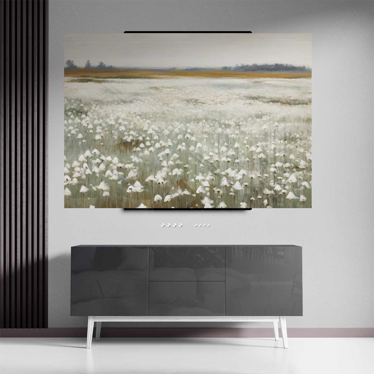 Veld van Witte Bloemen – canvas kunstwerk als wanddecoratie