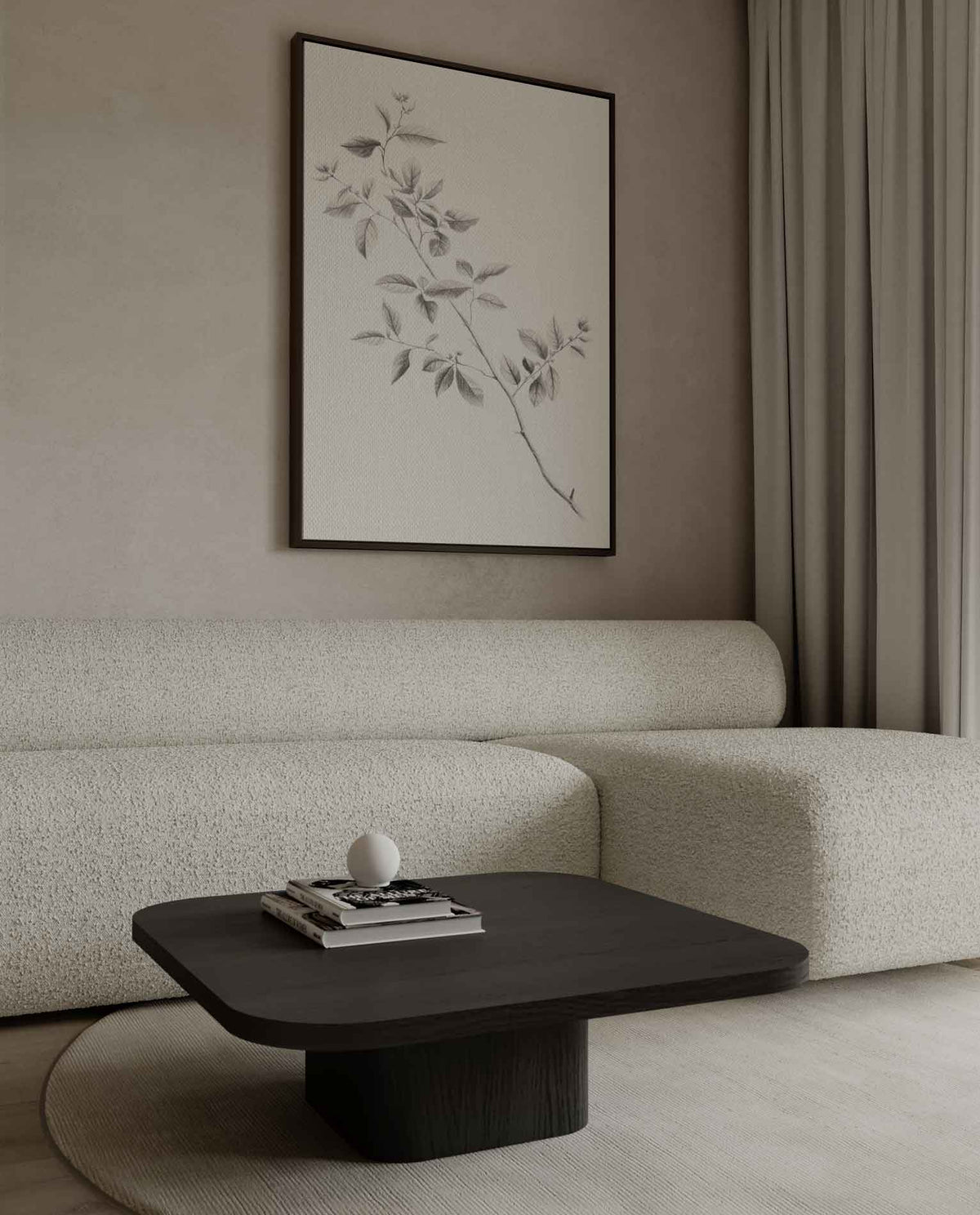 Elegante Botanische Tekening van een Tak – modern portret kunstwerk van WallArtistic