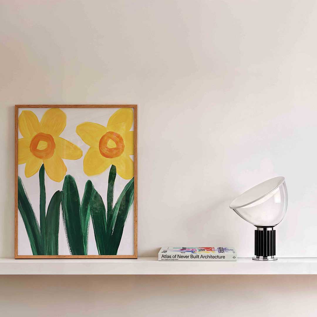 Twee gele bloemen – bloemen wandkunst als portret poster
