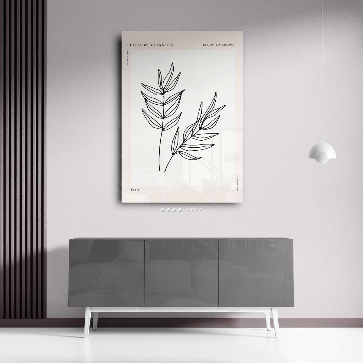 Botanische Illustratie "Eenvoudig Blad – staand kunstwerk voor modern interieur