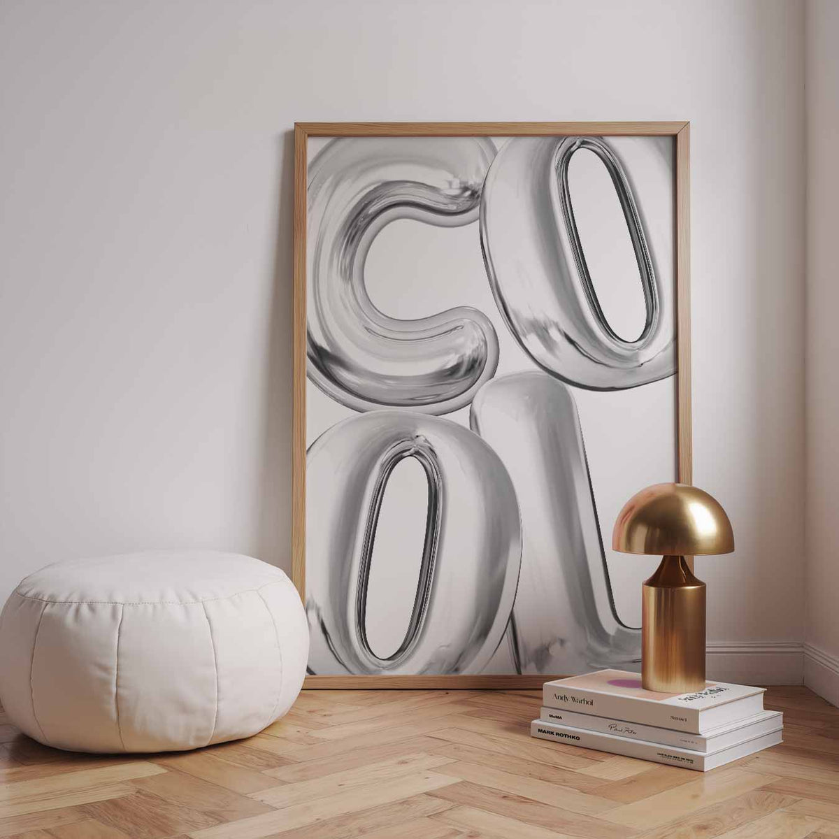 Coole Zilveren Ballonposter – staande zomer wanddecoratie van WallArtistic