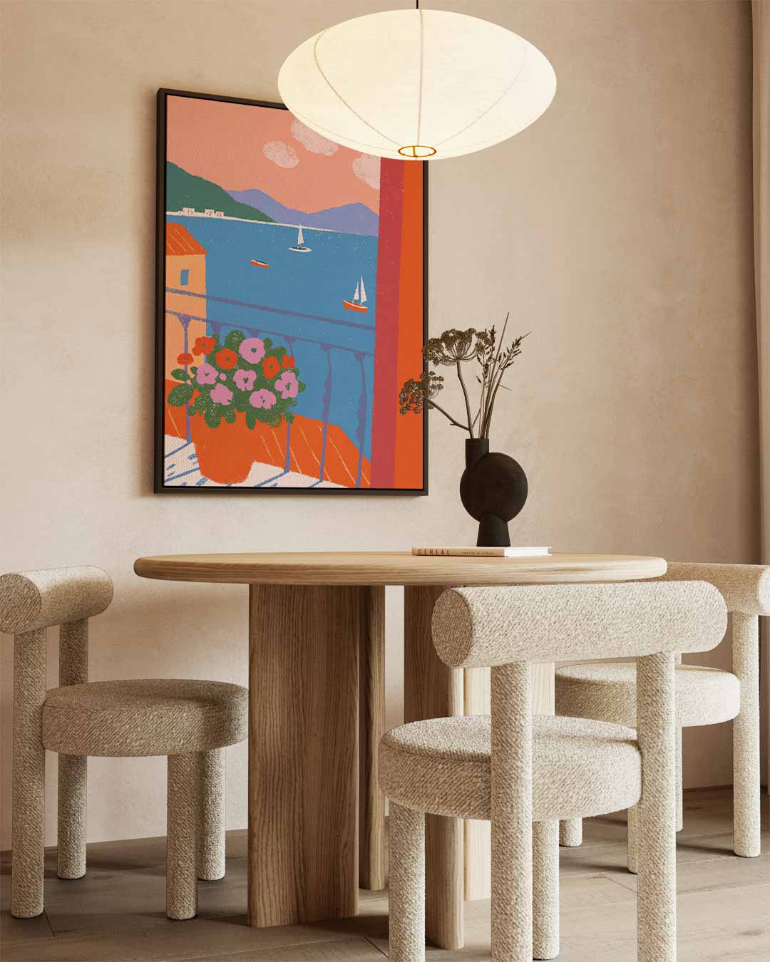 Uitzicht vanaf het Balkon – staand kunstwerk voor modern interieur