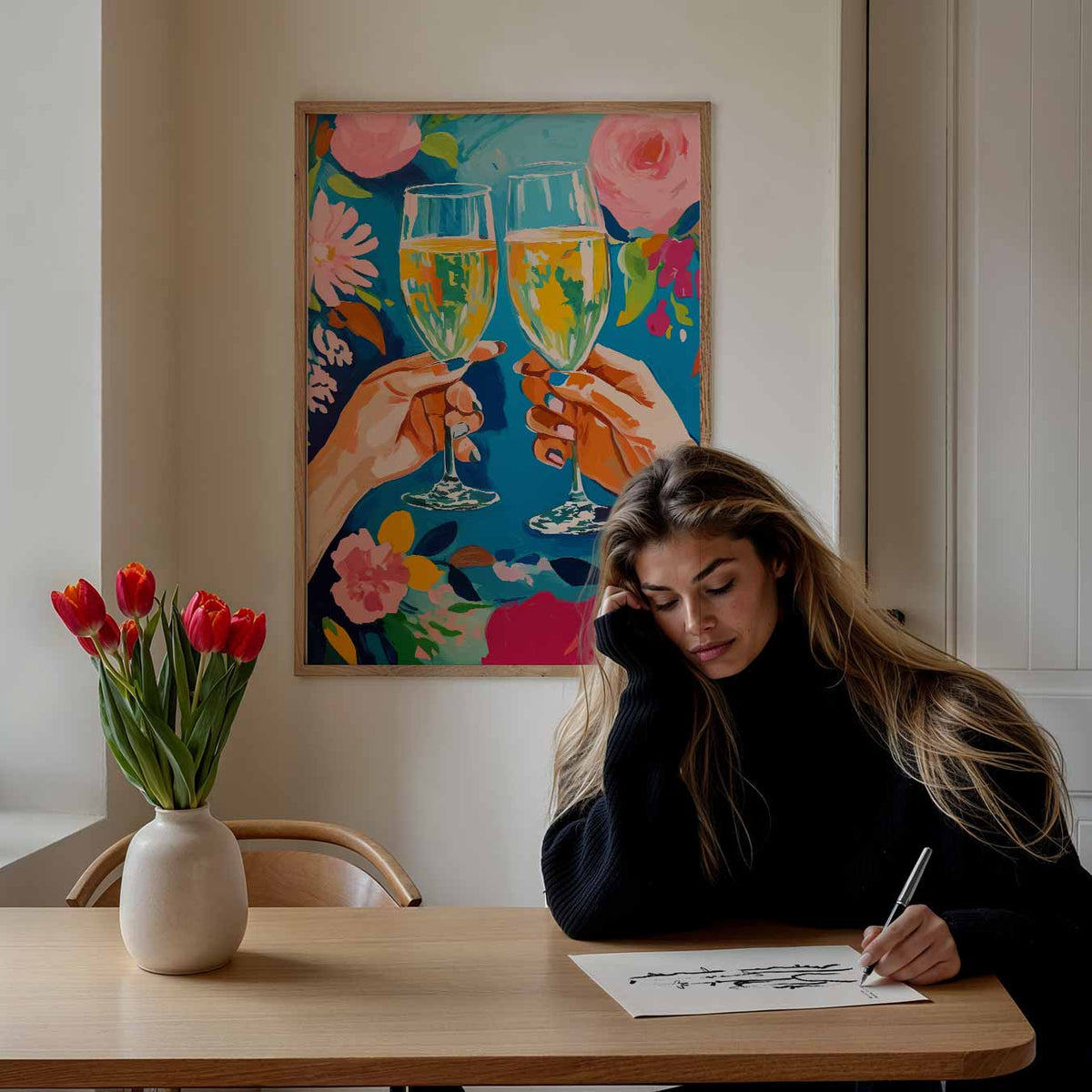 Vrolijke Cheers – staande muurposter met zomerse uitstraling