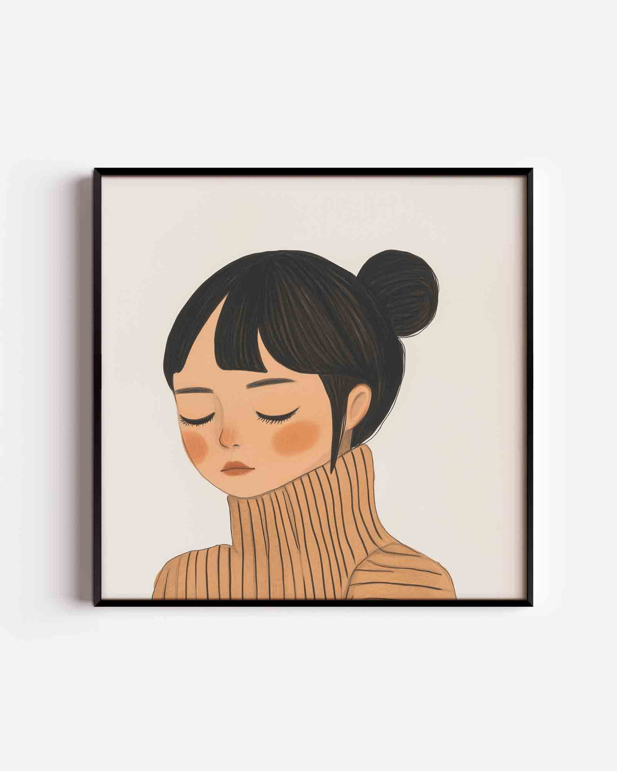 Meisje met gesloten ogen – moderne vierkante poster als wanddecoratie