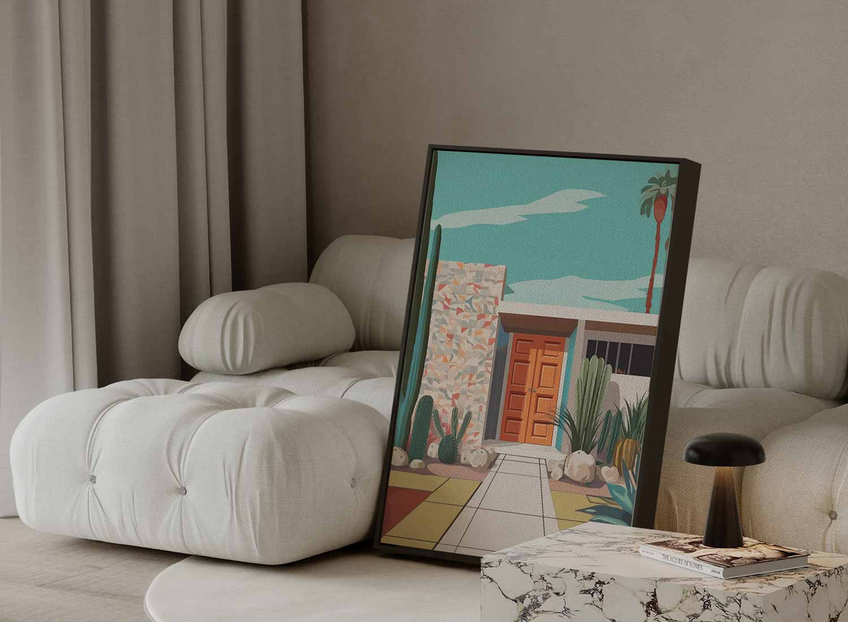 Retro Palm Springs Villa – dibond kunstwerk als wanddecoratie