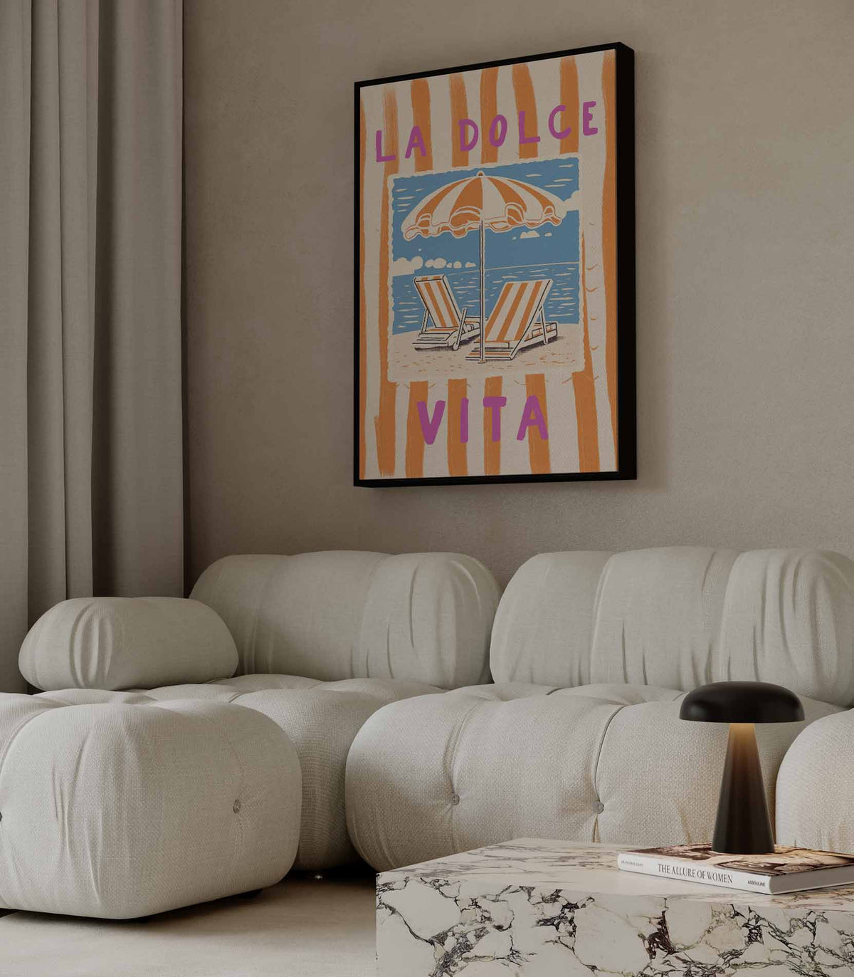 La Dolce Vita Strandkunst – canvas kunstwerk als wanddecoratie
