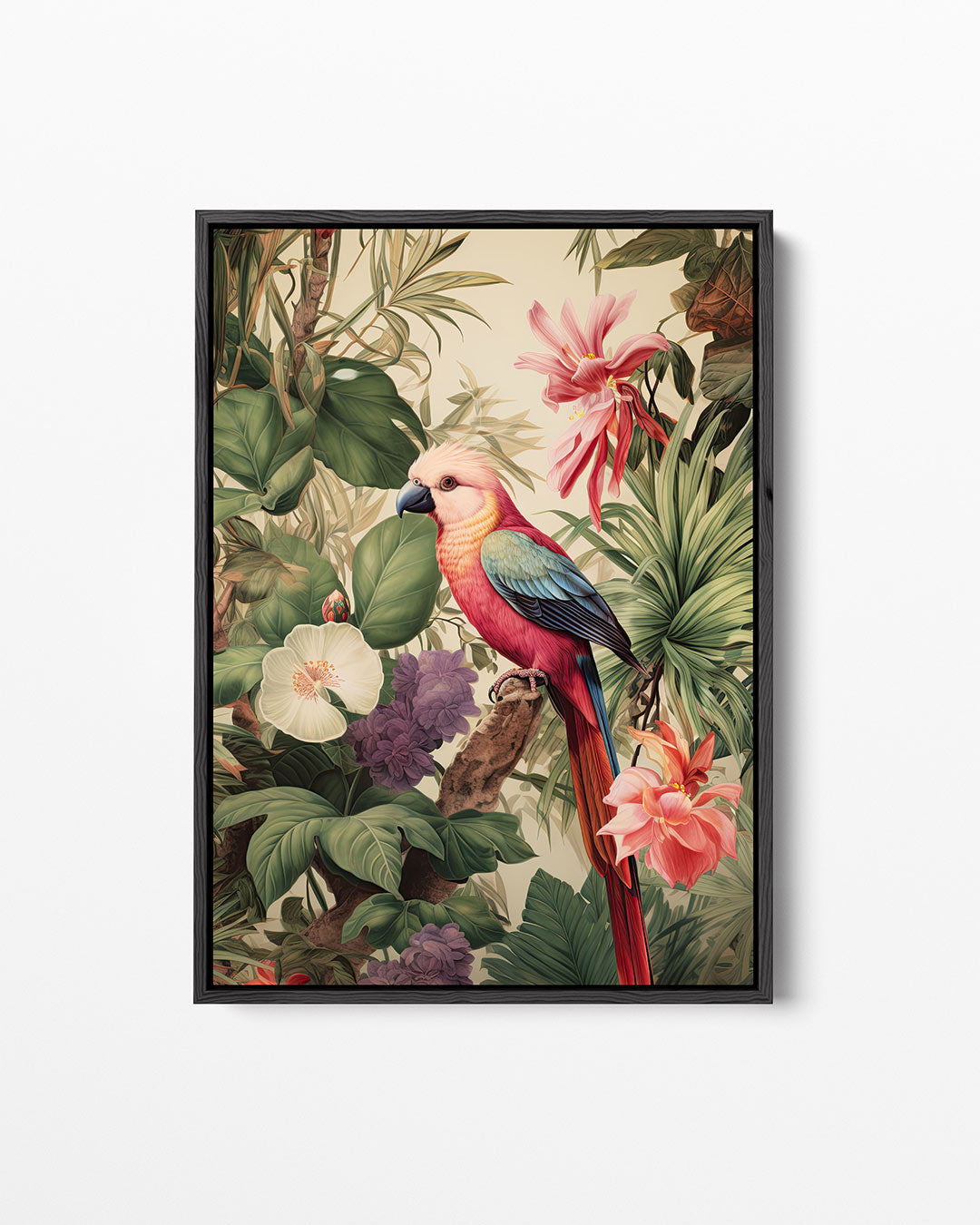 Exotische vogel en bloemen – staand wanddecoratie kunstwerk